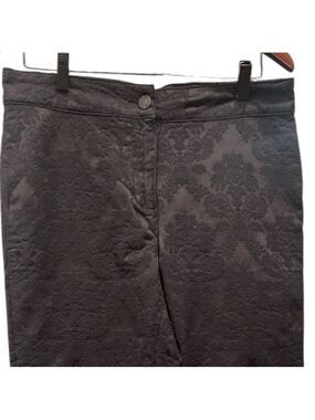 Pomodoro Black Floral Jacquard Slim Ankle Pants Women’s UK 14 (CDN L / 12)